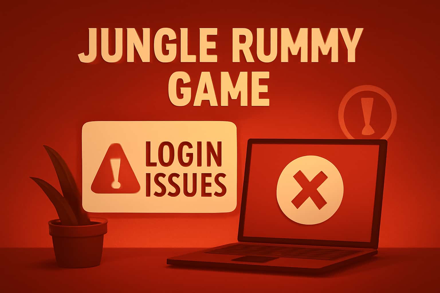 Informational scene depicting common login issues related to the Jungle Rummy Game.