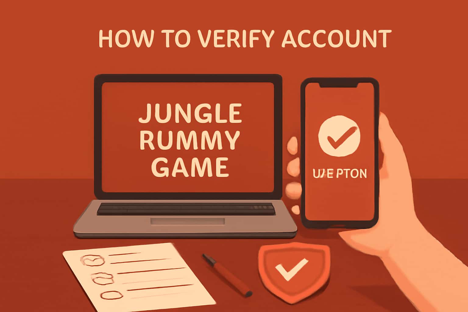 A visual guide on verifying a Jungle Rummy Game account.