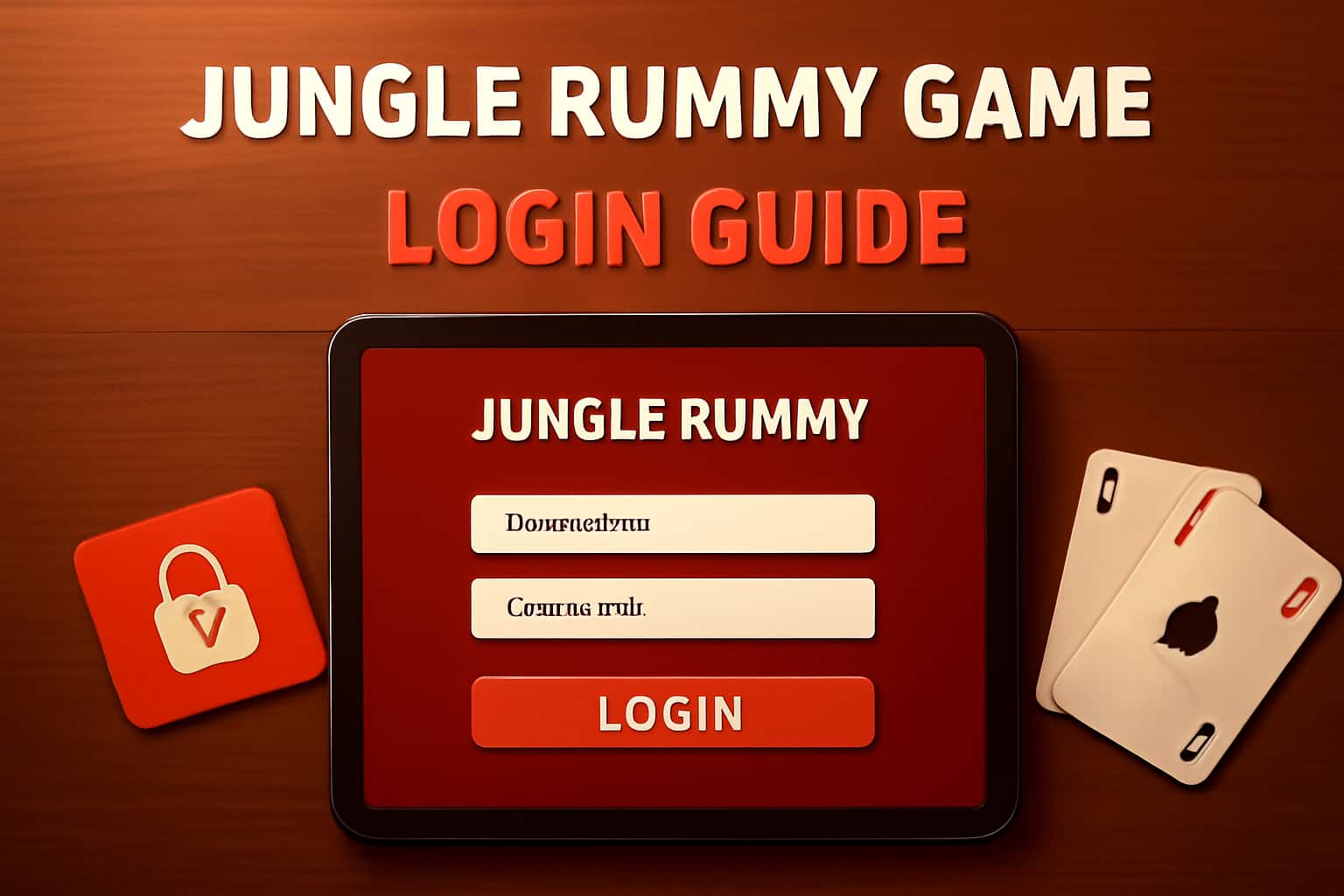 An informational scene depicting the Jungle Rummy Game Login Guide in a professional setting.
