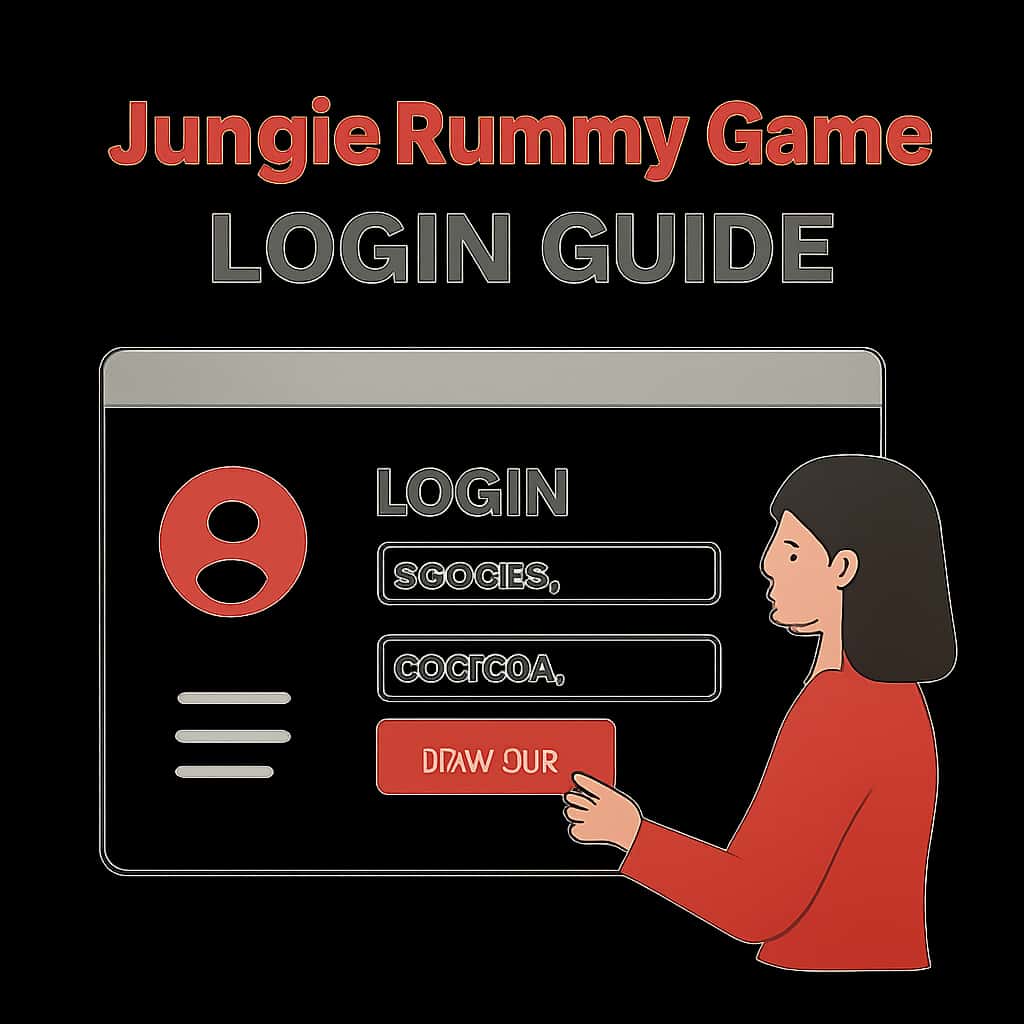 An educational diagram illustrating the Jungle Rummy Game login process.