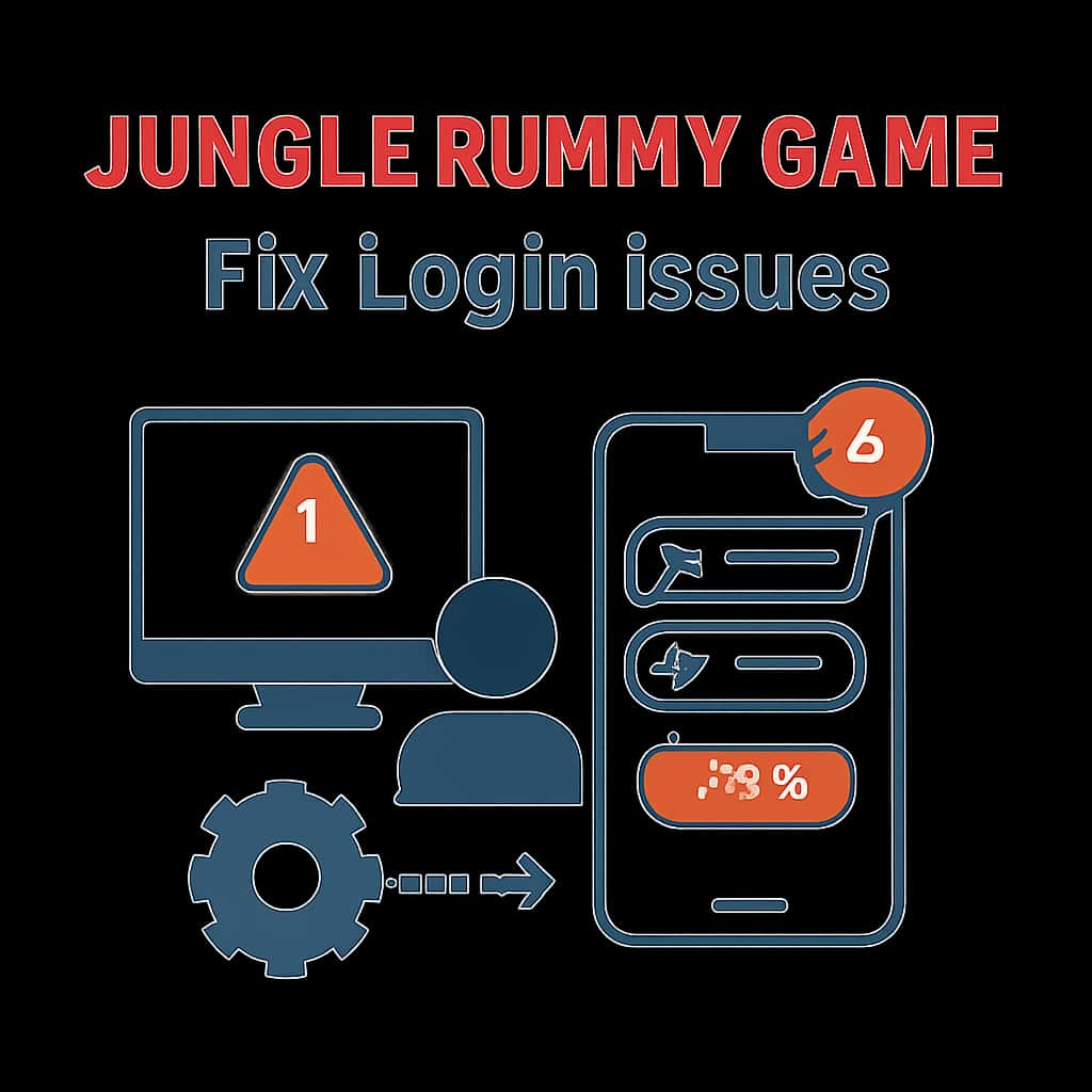 An educational diagram detailing common login issues for Jungle Rummy Game.