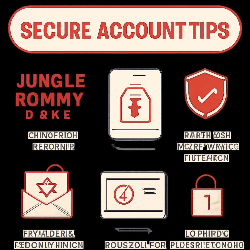 Illustration detailing secure practices for Jungle Rummy Game account management.