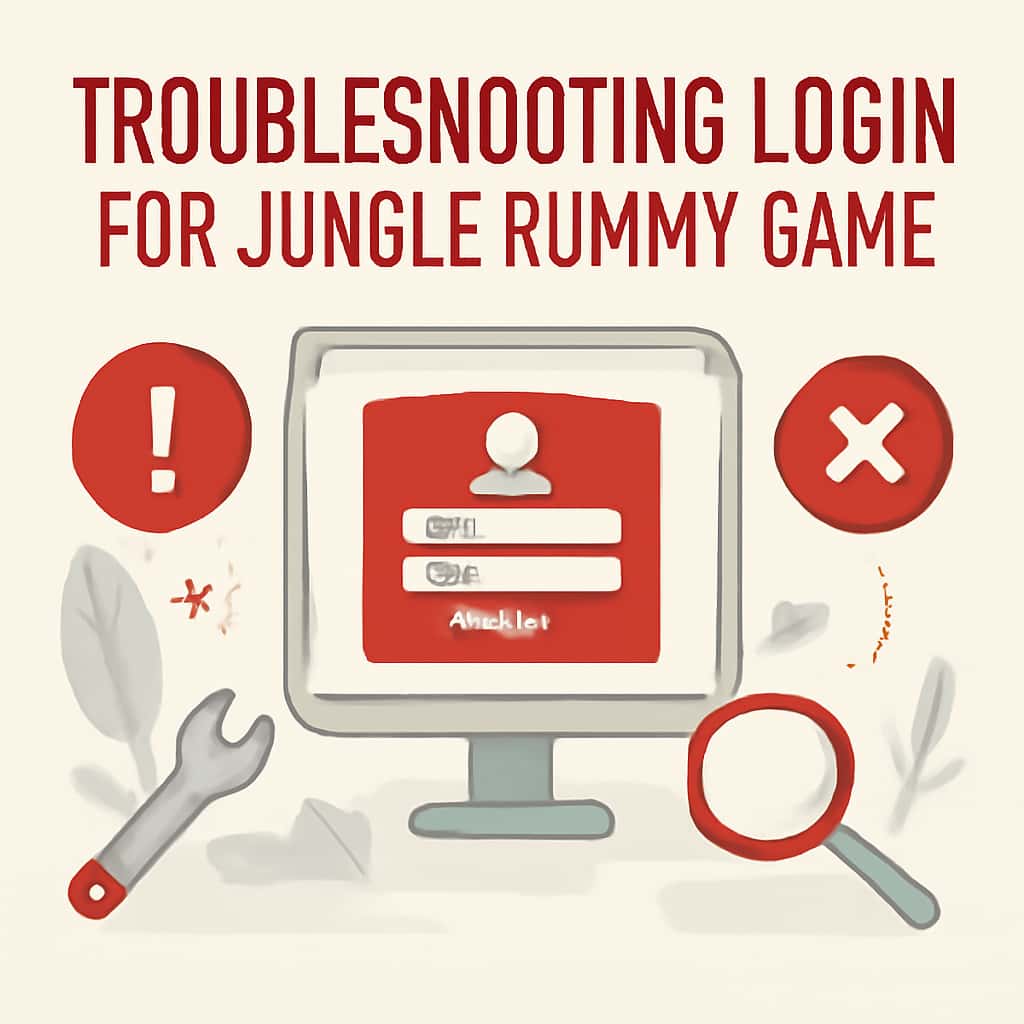 An educational diagram about login troubleshooting for Jungle Rummy Game.